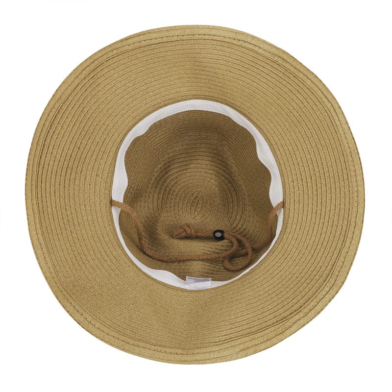 Fakeface Men's Floppy Packable Straw Hat - Western Newsboy Cap Fedora with UPF 50+ Roll Up Foldable Large Brim Outback Sun Hat - Adjustable Chin Cord Strap - Outdoor Fishing Cap - Safari Hat - Khaki - Image 3